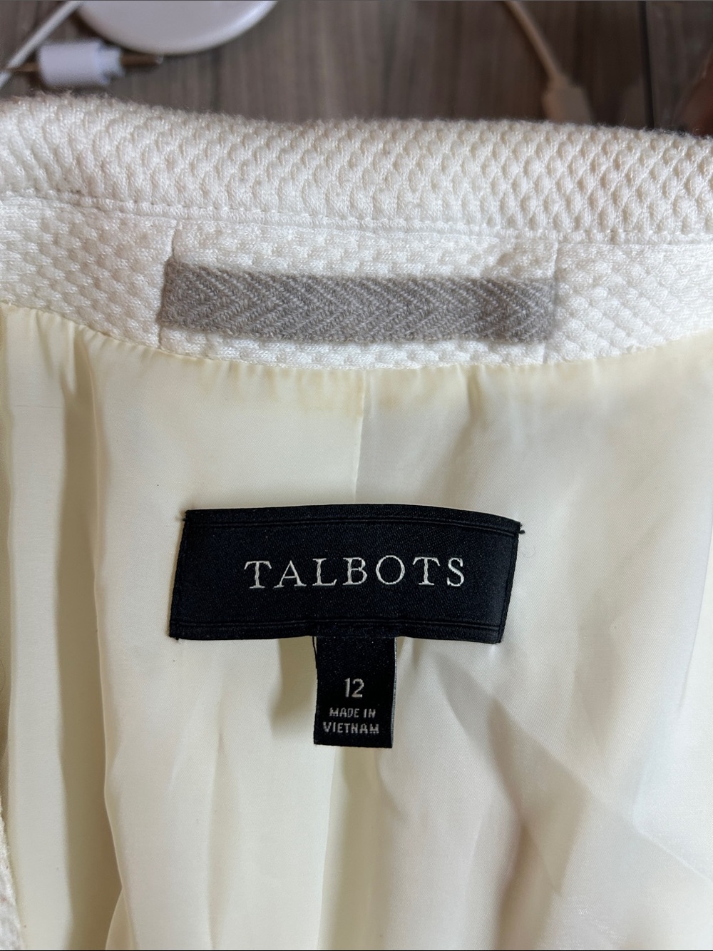 Talbots Cream Textured Two-Button Blazer - Picture 12 of 12